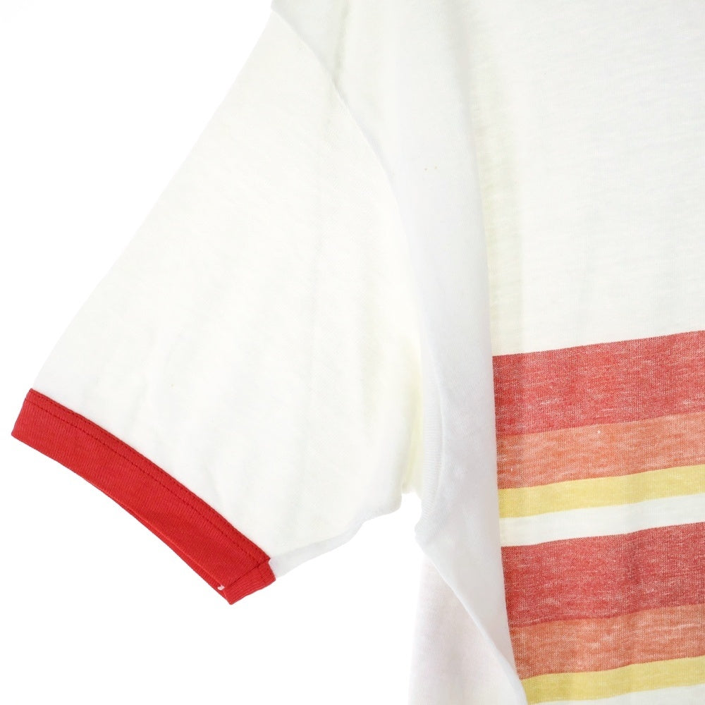 VINTAGE(ヴィンテージ) 80s Hanes フロントプリントリンガーシングルステッチクルーネック半袖Tシャツカットソー ホワイト