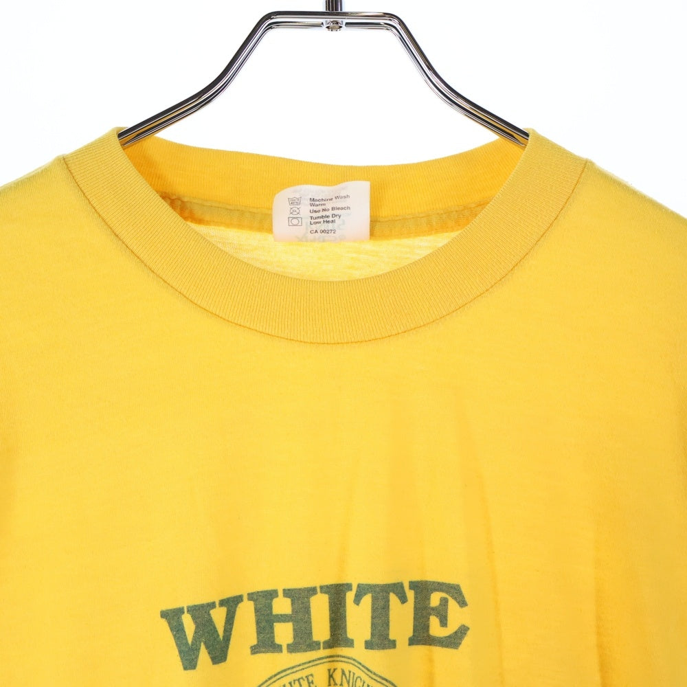 VINTAGE(ヴィンテージ) 80-90s XPRES KNITS 染み込みフロントプリントシングルステッチクルーネック半袖Tシャツカットソー イエロー