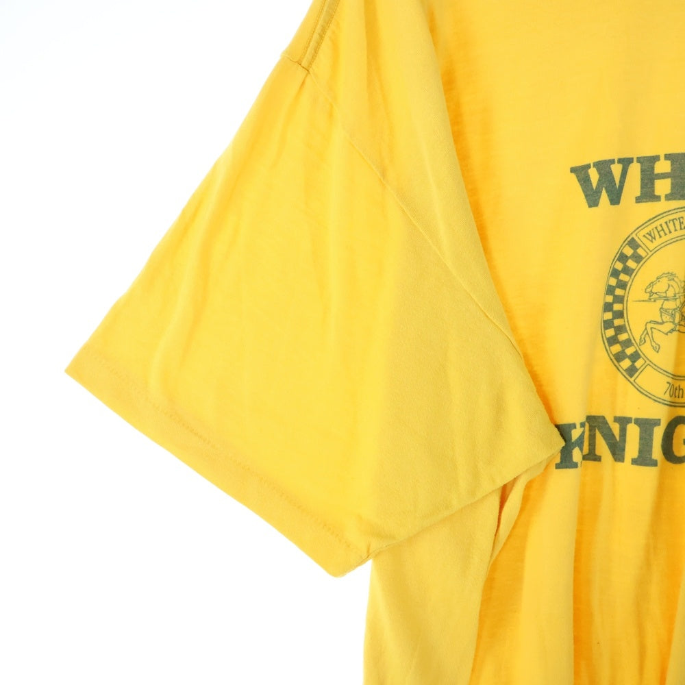 VINTAGE(ヴィンテージ) 80-90s XPRES KNITS 染み込みフロントプリントシングルステッチクルーネック半袖Tシャツカットソー イエロー