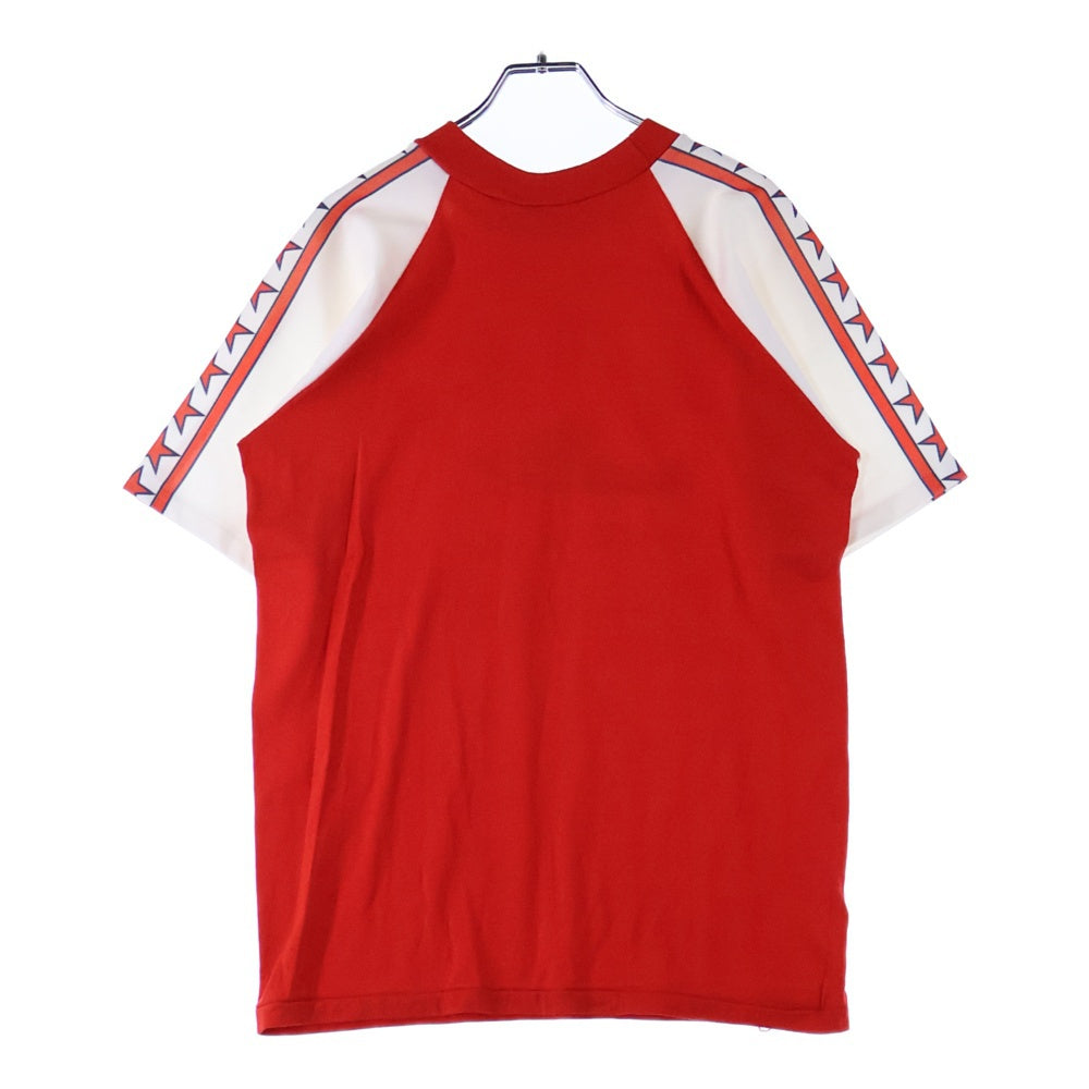 VINTAGE(ヴィンテージ) 70-80s Velva Sheen 袖切り替えデザインフロントプリントクルーネック半袖Tシャツカット レッド
