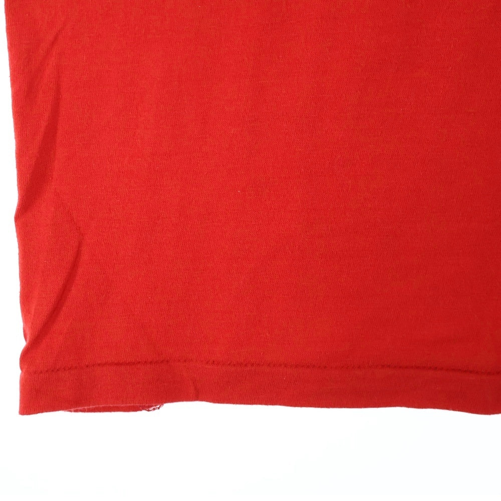 VINTAGE(ヴィンテージ) 70-80s Velva Sheen 袖切り替えデザインフロントプリントクルーネック半袖Tシャツカット レッド