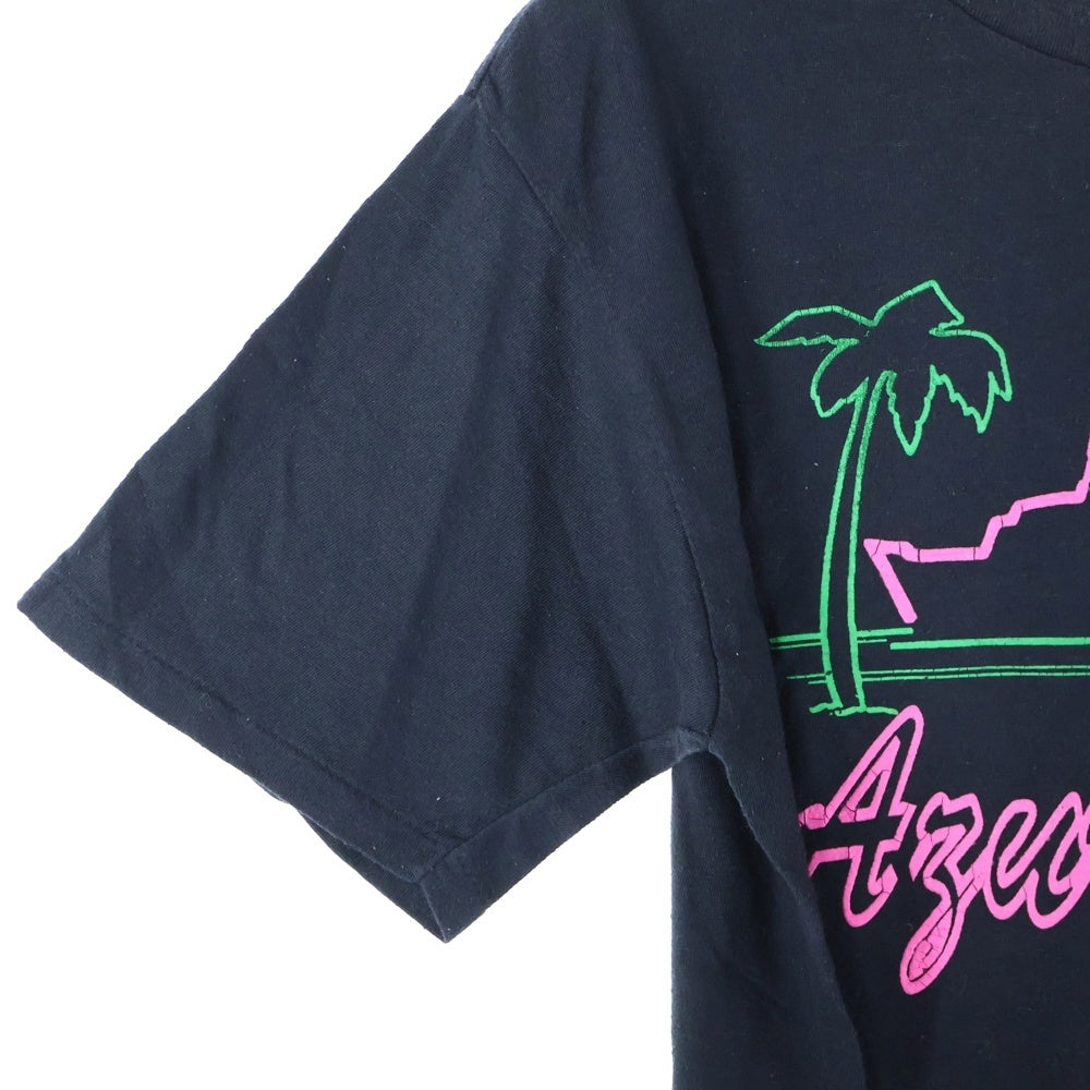 VINTAGE(ヴィンテージ) 90s Velva Sheen フロントプリントクルーネック半袖Tシャツカット ブラック