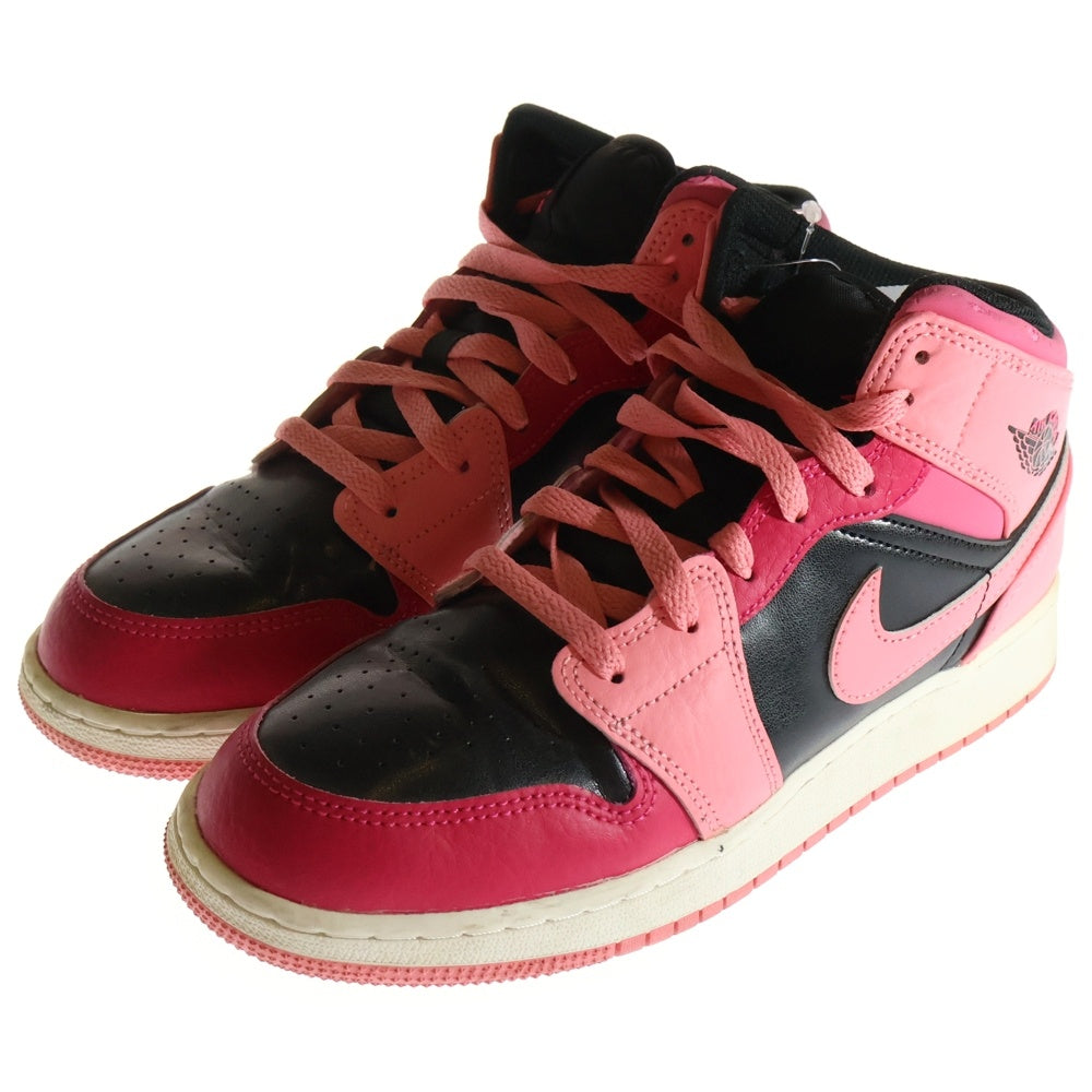 NIKE(ナイキ) ×A BATHING APE GS Air Jordan 1 Mid Coral Chalk ×アベイシングエイプ エアージョーダン1 ミッドカットスニーカー コーラルチョーク レディース 554725-662