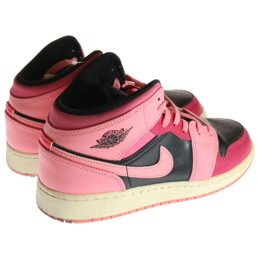 NIKE(ナイキ) ×A BATHING APE GS Air Jordan 1 Mid Coral Chalk ×アベイシングエイプ エアージョーダン1 ミッドカットスニーカー コーラルチョーク レディース 554725-662