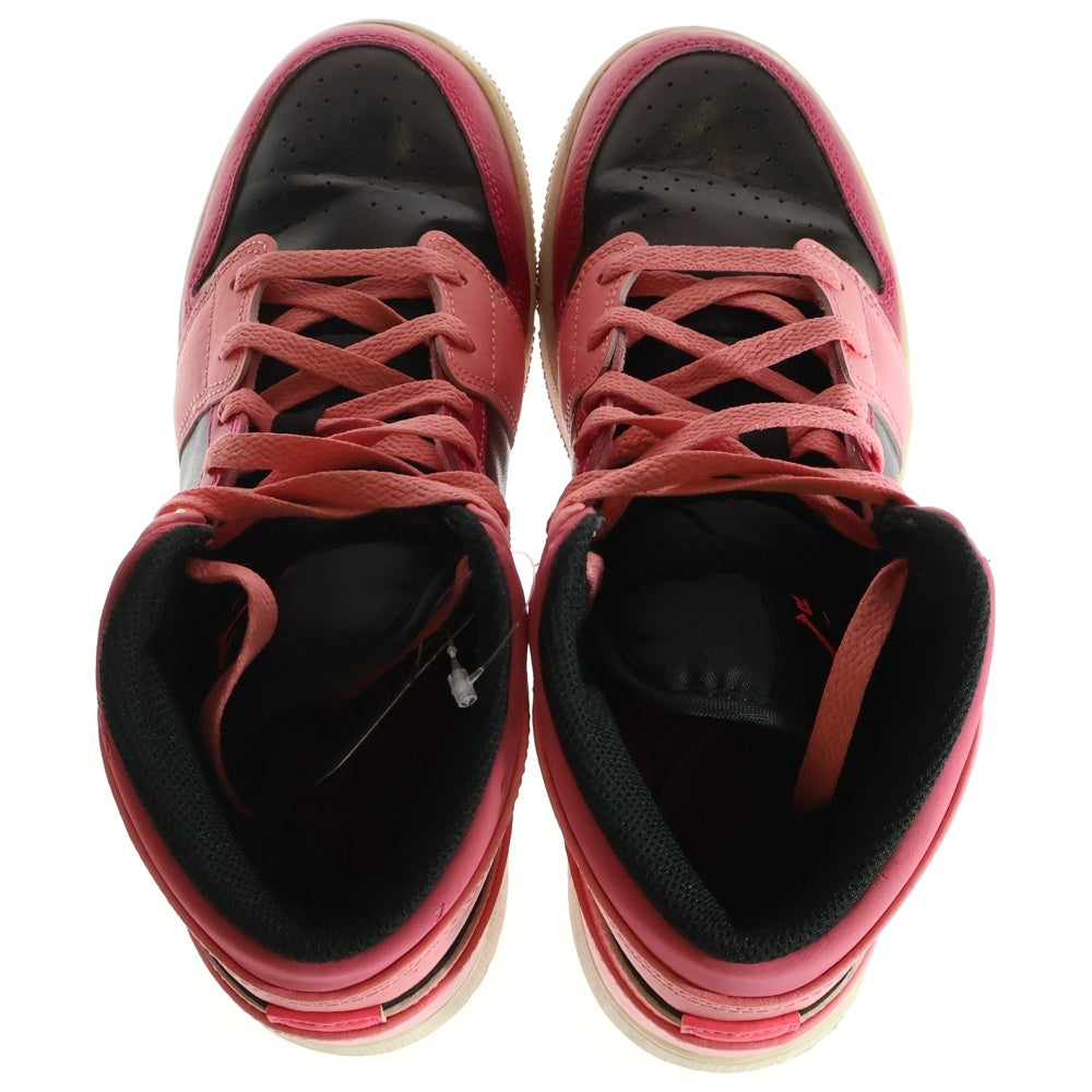 NIKE(ナイキ) ×A BATHING APE GS Air Jordan 1 Mid Coral Chalk ×アベイシングエイプ エアージョーダン1 ミッドカットスニーカー コーラルチョーク レディース 554725-662