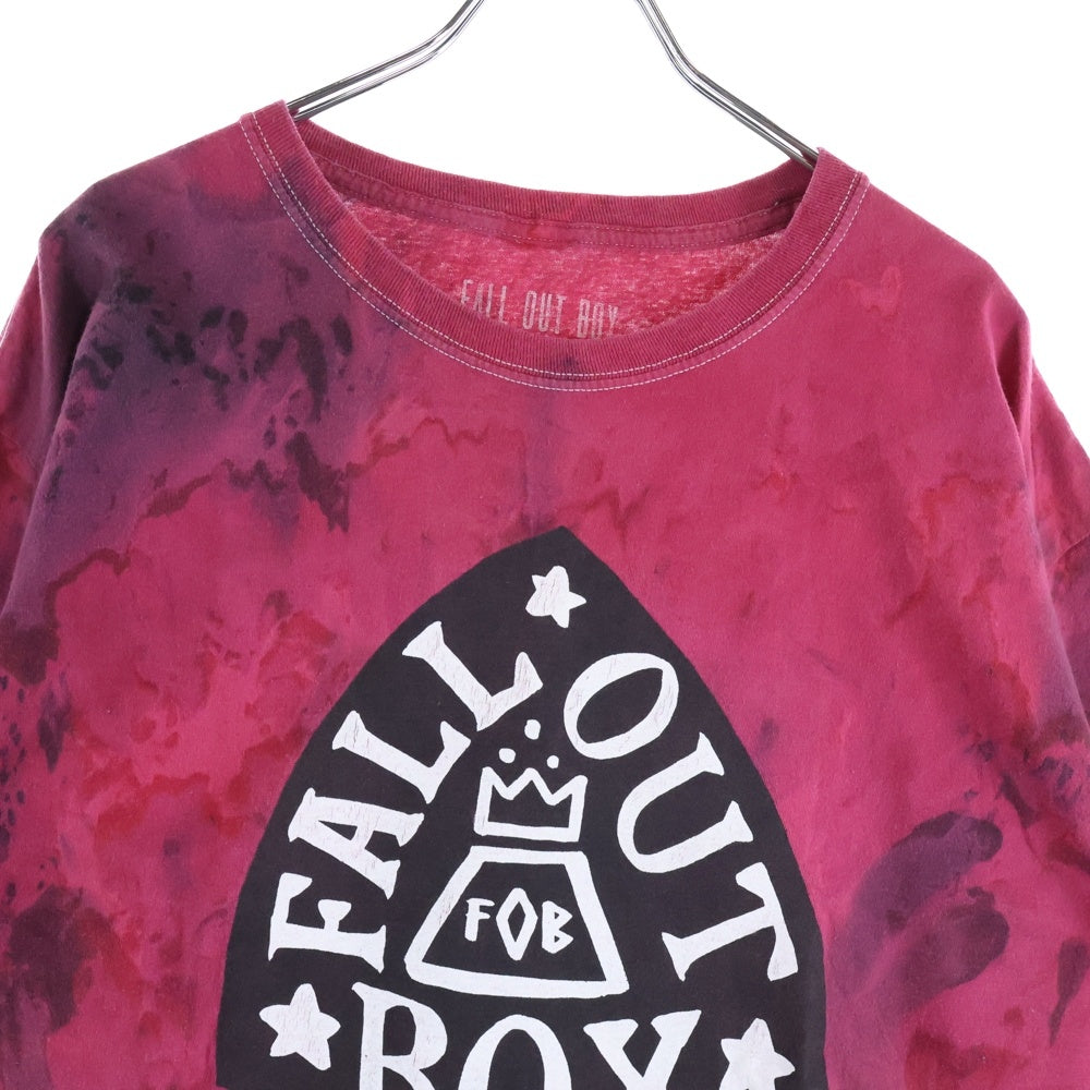 NO BRAND(ノーブランド) FALL OUT BOY フロントプリントクルーネック半袖Tシャツカットソー レッド