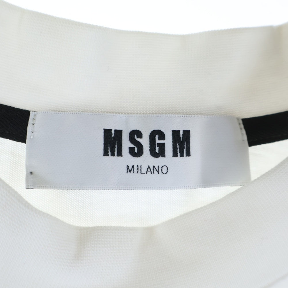 MSGM(エムエスジーエム) フロントロゴプリント クルーネック半袖Tシャツカットソー ホワイト 2440MM78