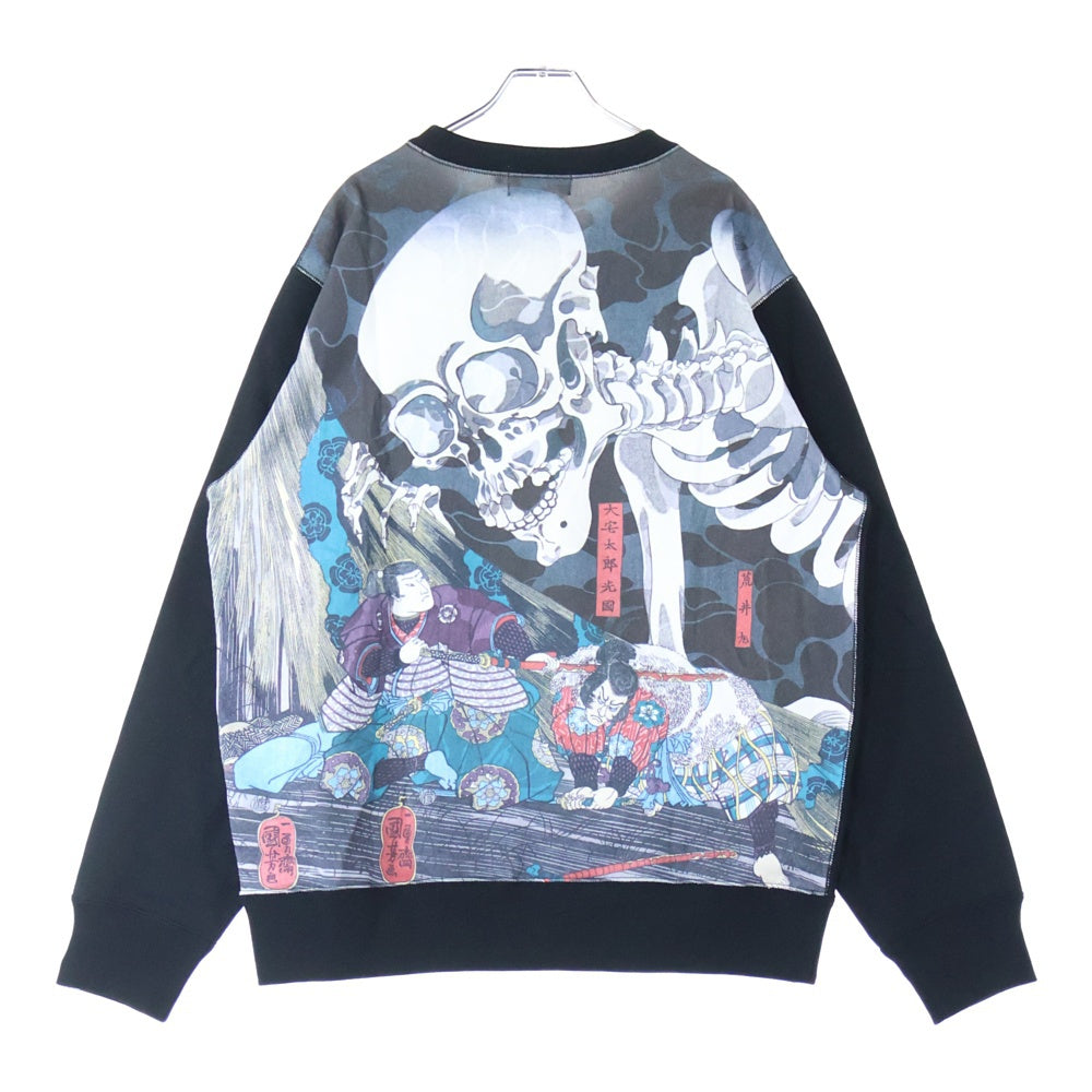 A BATHING APE(アベイシングエイプ) UKIYO-E CREWNECK #2 浮世絵 両面プリント クルーネック長袖 スウェットトレーナー ブラック 1L73-113-904