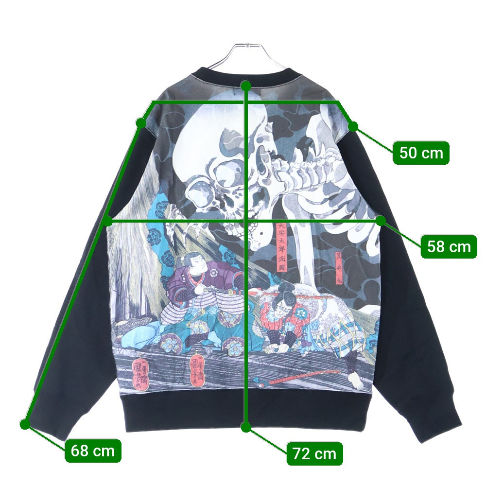 A BATHING APE(アベイシングエイプ) UKIYO-E CREWNECK #2 浮世絵 両面プリント クルーネック長袖 スウェットトレーナー ブラック 1L73-113-904