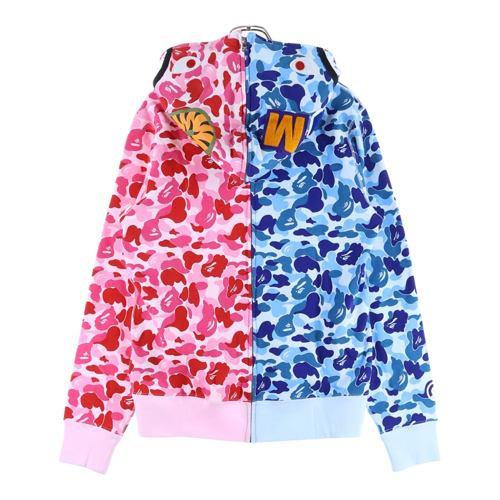 A BATHING APE(アベイシングエイプ) ABC CAMO SEPARATE SHARK FULL ZIP HOODULL ZIP HOODIE ABC カモ セパレートシャーク フルジップアップパーカー ブルー/ピンク 1L70-115-001