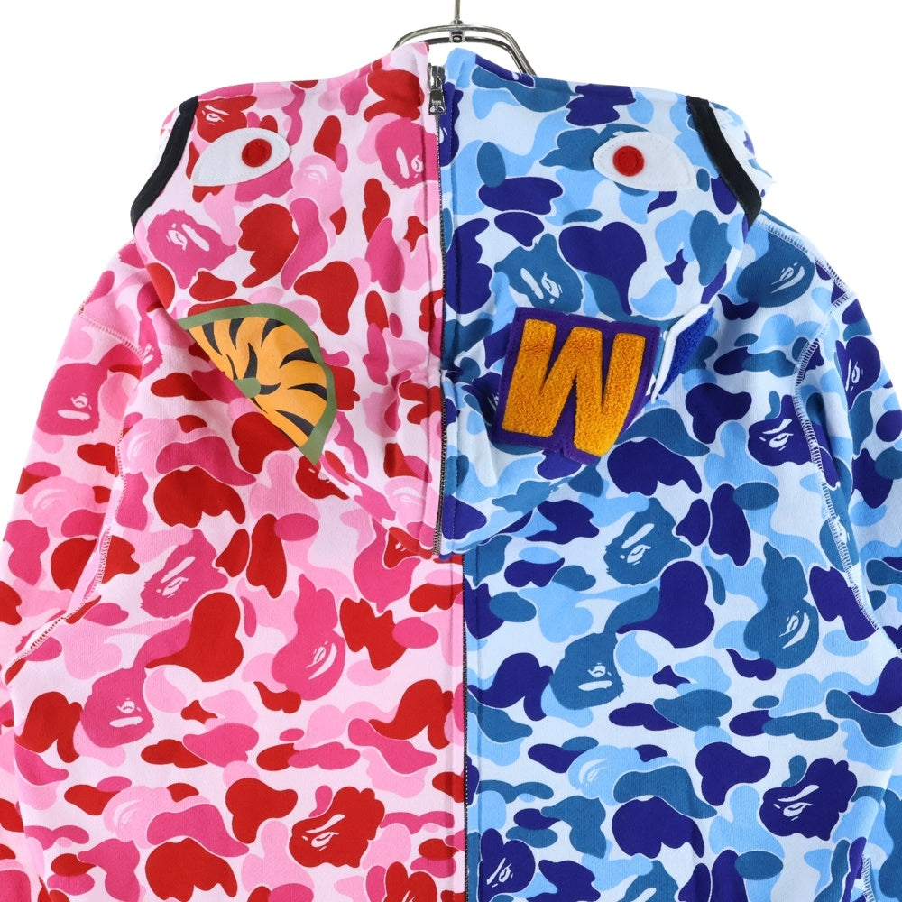 A BATHING APE(アベイシングエイプ) ABC CAMO SEPARATE SHARK FULL ZIP HOODULL ZIP HOODIE ABC カモ セパレートシャーク フルジップアップパーカー ブルー/ピンク 1L70-115-001
