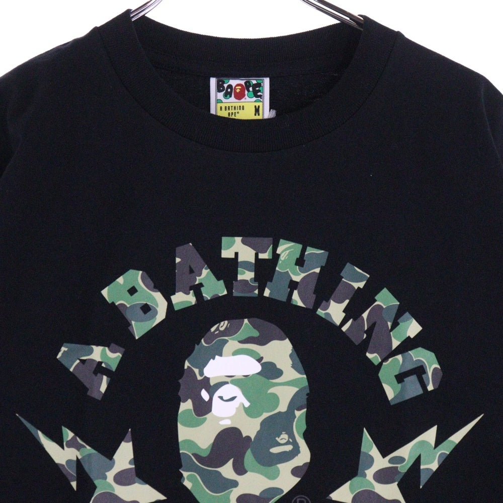 A BATHING APE(アベイシングエイプ) ABC CAMO STA COLLEGE TEE ABC カモ スター カレッジ クルーネック半袖Tシャツカットソー ブラック/グリーン 1L80-110-009