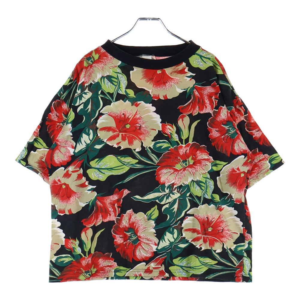 VINTAGE(ヴィンテージ) 00s クルーネック花柄半袖Tシャツカットソー ブラック