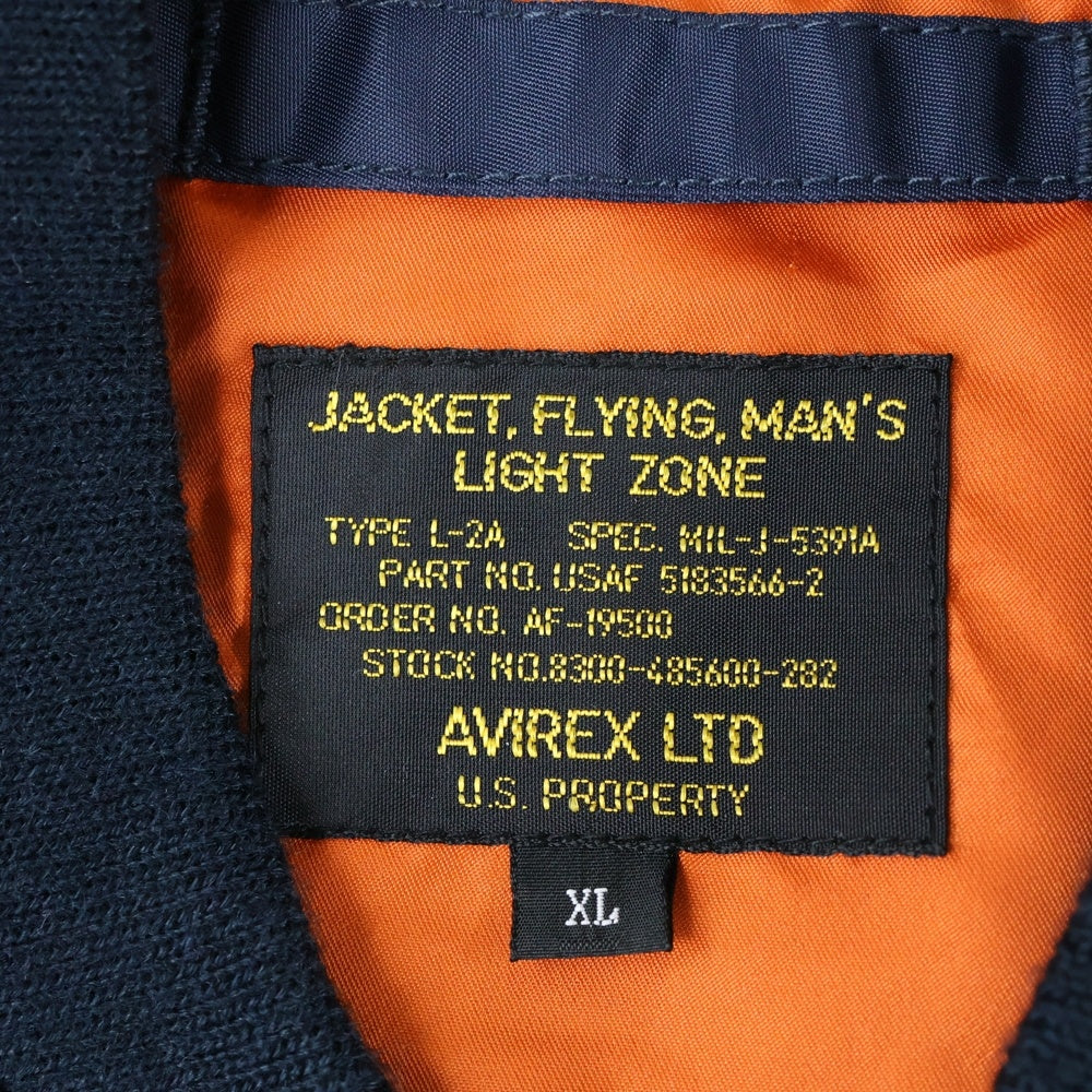 AVIREX(アヴィレックス) WEB&DEPOT限定 L-2 5th AIR FORCE バック刺繍 フライトジャケット ネイビー 783-7152021