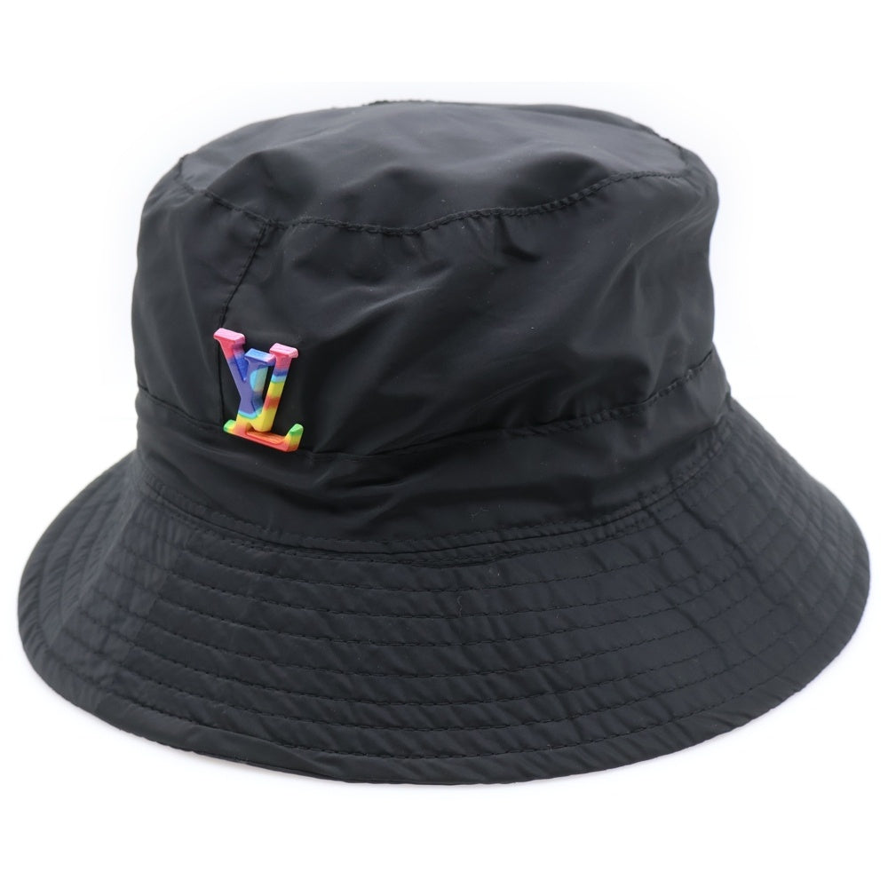 LOUIS VUITTON(ルイヴィトン) ボブ トランスフォーマブル レインボーロゴ リバーシブル ナイロンバケットハット ブラック/マルチカラー MP2552