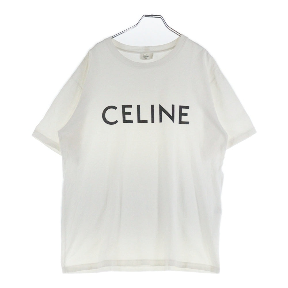 CELINE(セリーヌ) ブランドロゴ コットンジャージー ルーズ クルーネック半袖Tシャツカットソー ホワイト 2X681671Q