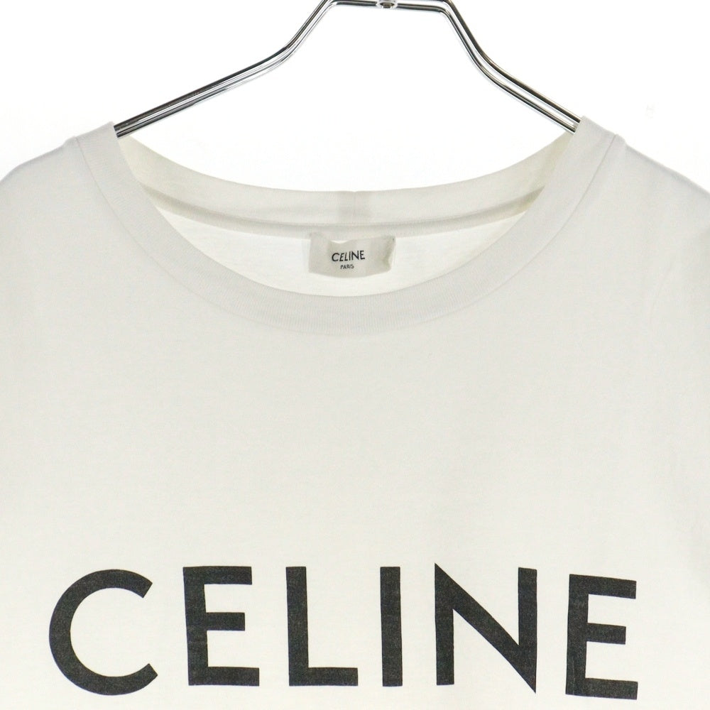 CELINE(セリーヌ) ブランドロゴ コットンジャージー ルーズ クルーネック半袖Tシャツカットソー ホワイト 2X681671Q