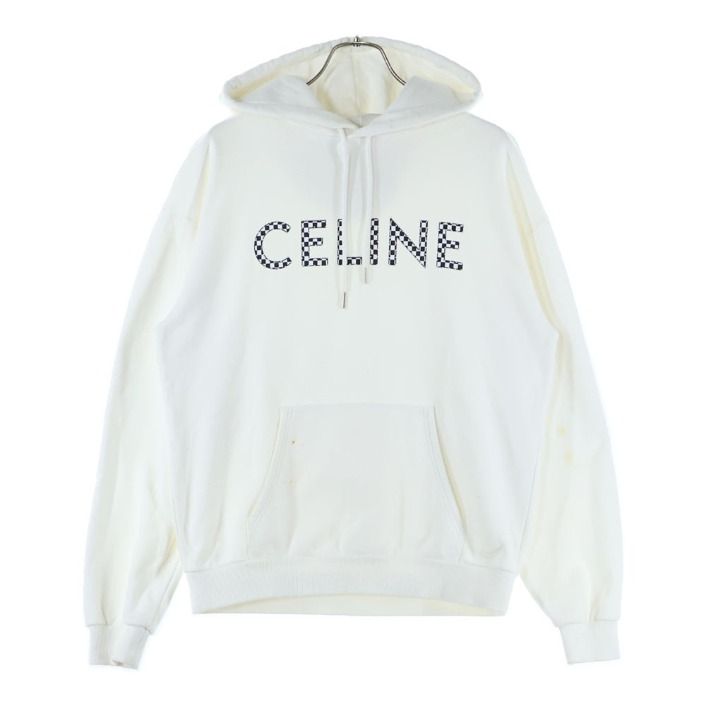CELINE(セリーヌ) 21AW ロゴスタッズチェッカー プルオーバーパーカー ホワイト 2Y479052H