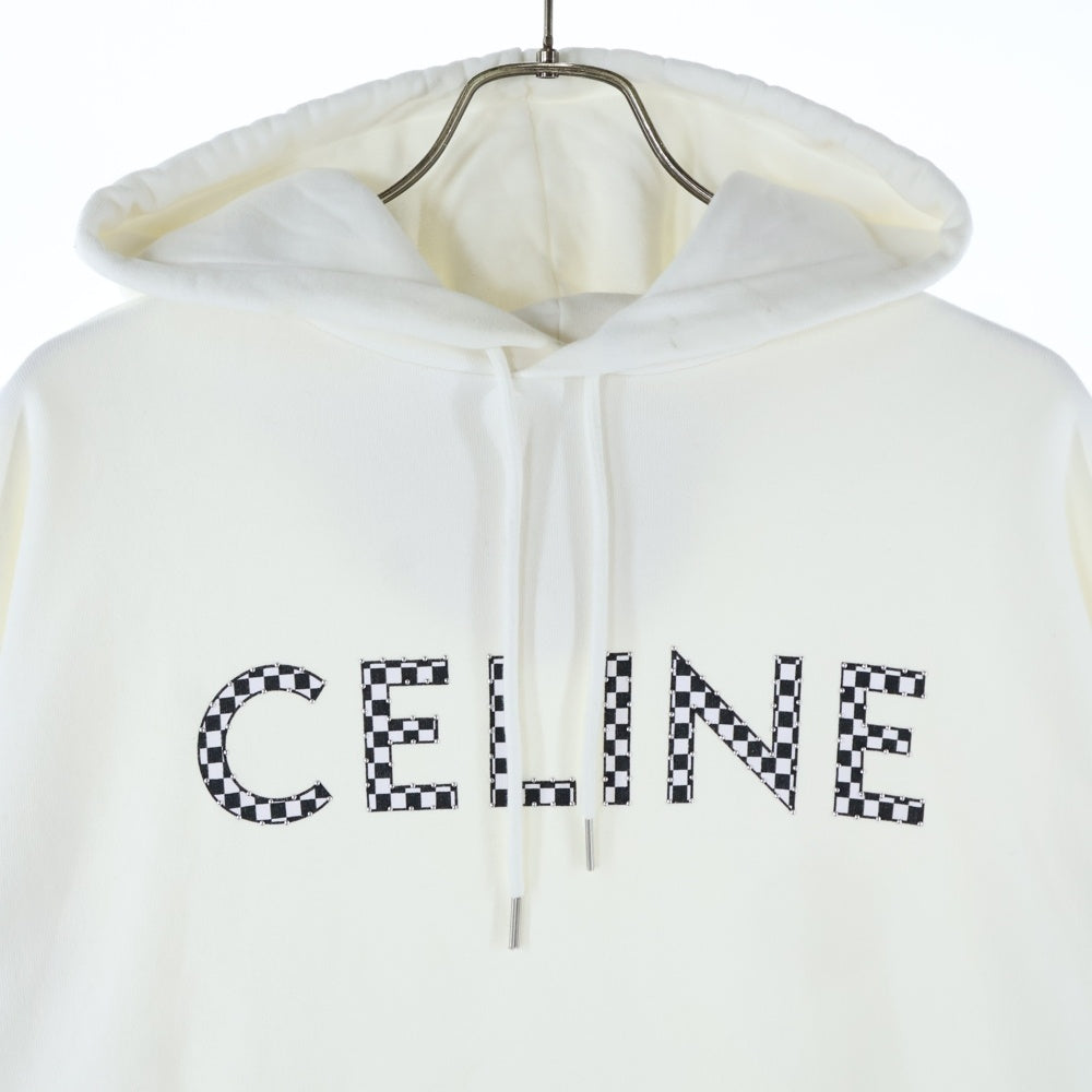 CELINE(セリーヌ) 21AW ロゴスタッズチェッカー プルオーバーパーカー ホワイト 2Y479052H