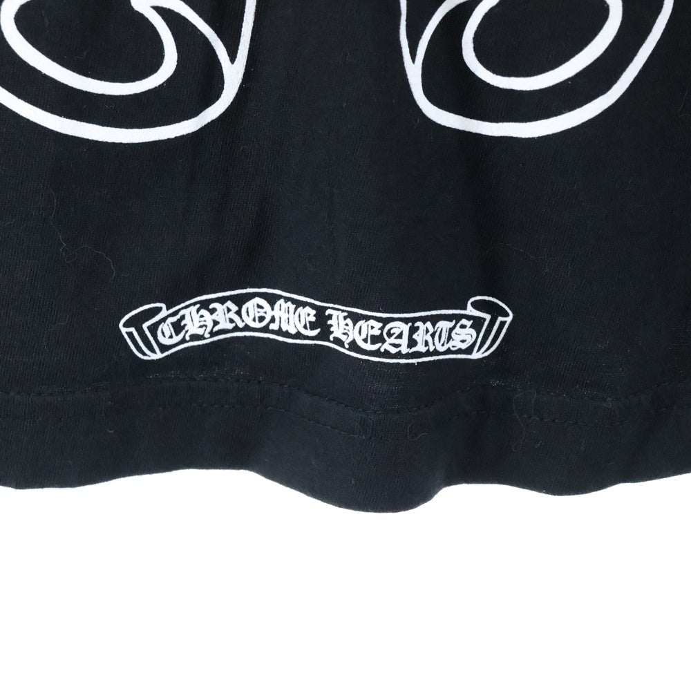CHROME HEARTS(クロムハーツ) FLRL CRS HORSESHOE L/S 袖フローラルプリント クルーネック長袖Tシャツカットソー ブラック