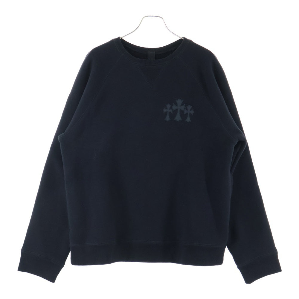 CHROME HEARTS(クロムハーツ) Y NOT CH LOGO CEMETERY CROSS SWEAT ワイノット セメタリークロスパッチ バックCHロゴ クルーネックスウェット ブラック