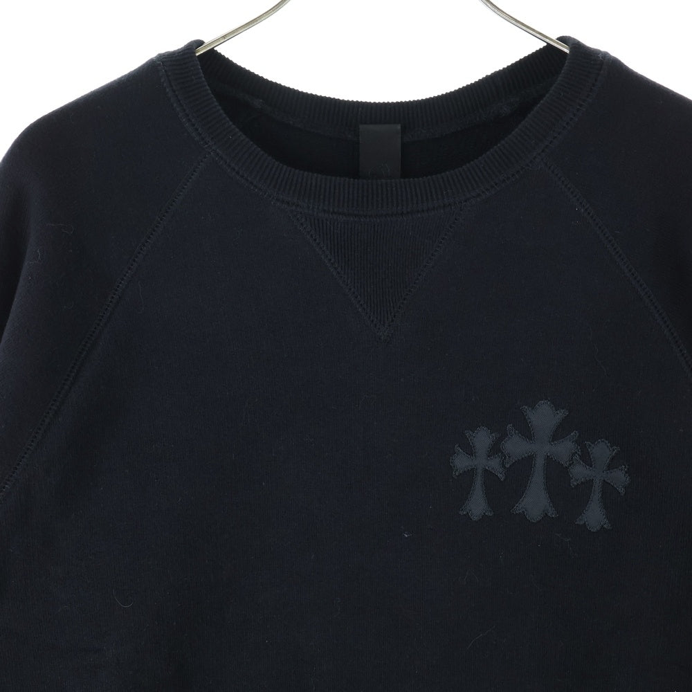 CHROME HEARTS(クロムハーツ) Y NOT CH LOGO CEMETERY CROSS SWEAT ワイノット セメタリークロスパッチ バックCHロゴ クルーネックスウェット ブラック