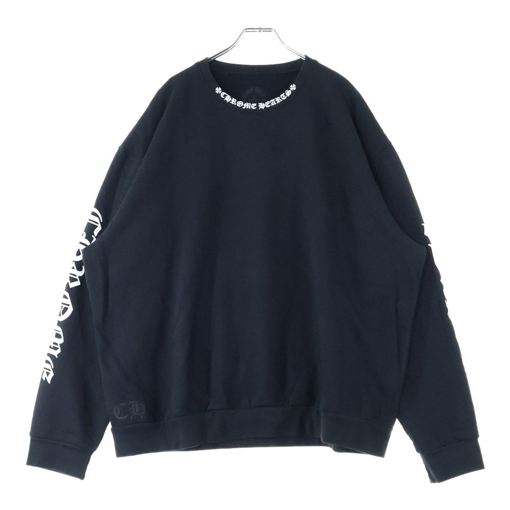 CHROME HEARTS(クロムハーツ) SWTSHRT PLVR ネックロゴプリント クルーネックスウェットトレーナー ブラック