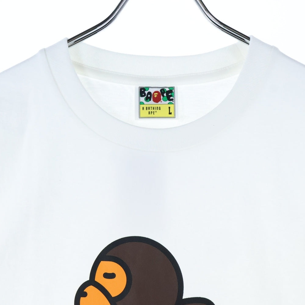 A BATHING APE(アベイシングエイプ) Big Ape Head Graphic Tee カモフラ ビッグヘッド マイロ プリント半袖Tシャツ クルーネックカットソー ホワイト/ピンク
