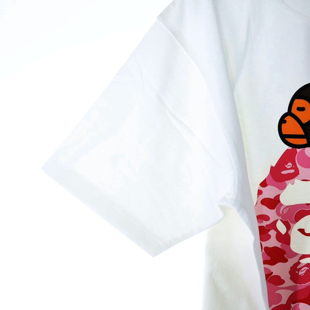 A BATHING APE(アベイシングエイプ) Big Ape Head Graphic Tee カモフラ ビッグヘッド マイロ プリント半袖Tシャツ クルーネックカットソー ホワイト/ピンク