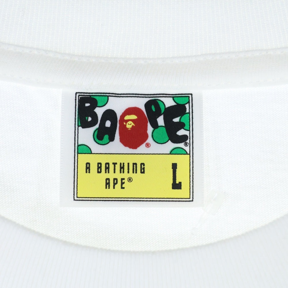 A BATHING APE(アベイシングエイプ) Big Ape Head Graphic Tee カモフラ ビッグヘッド マイロ プリント半袖Tシャツ クルーネックカットソー ホワイト/ピンク