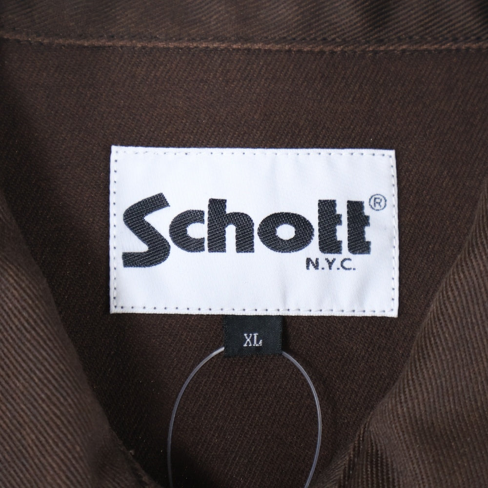 SCHOTT(ショット) TC WORK JACKET 胸ロゴ刺繍ジップアップワークジャケット ブラウン 3112055