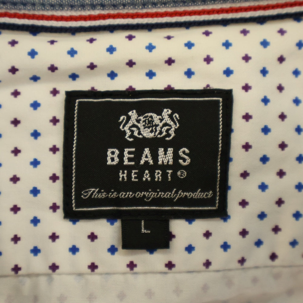 BEAMS HEART(ビームス ハート) ドット柄 半袖シャツ ホワイト 42-01-0048-147