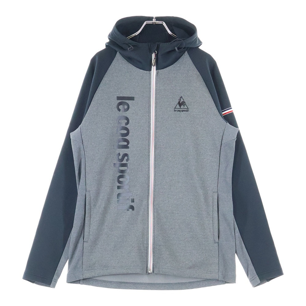 NO BRAND(ノーブランド) le coq sportif フロントプリント フーデットスウェットジャケット ジップアップパーカー グレー QB-560443