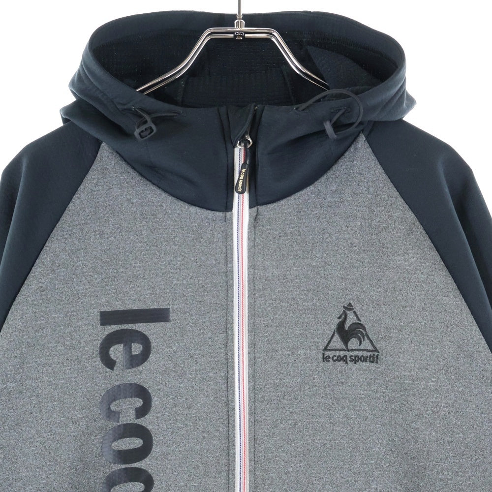 NO BRAND(ノーブランド) le coq sportif フロントプリント フーデットスウェットジャケット ジップアップパーカー グレー QB-560443