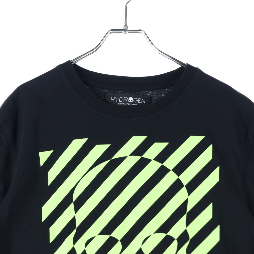 HYDROGEN(ハイドロゲン) フロントプリントクルーネック半袖Tシャツカットソー ブラック