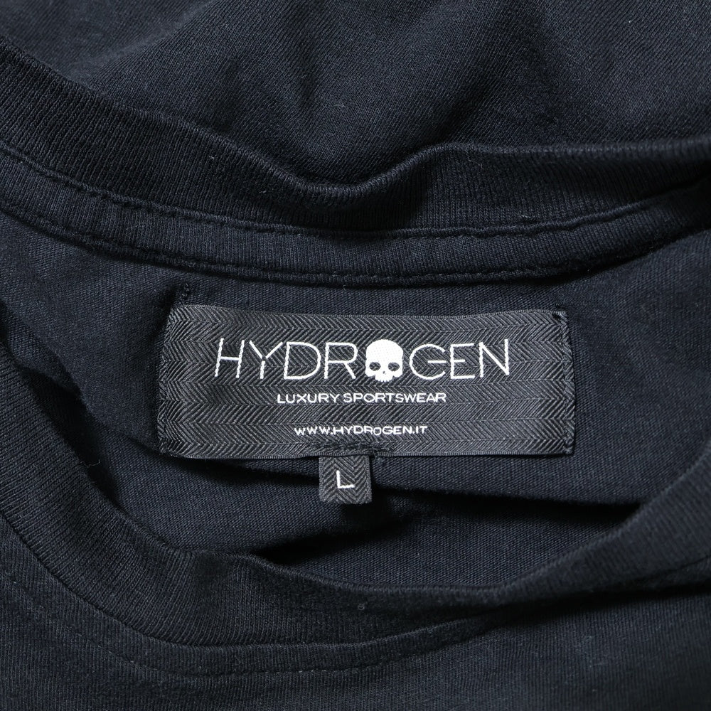 HYDROGEN(ハイドロゲン) フロントプリントクルーネック半袖Tシャツカットソー ブラック