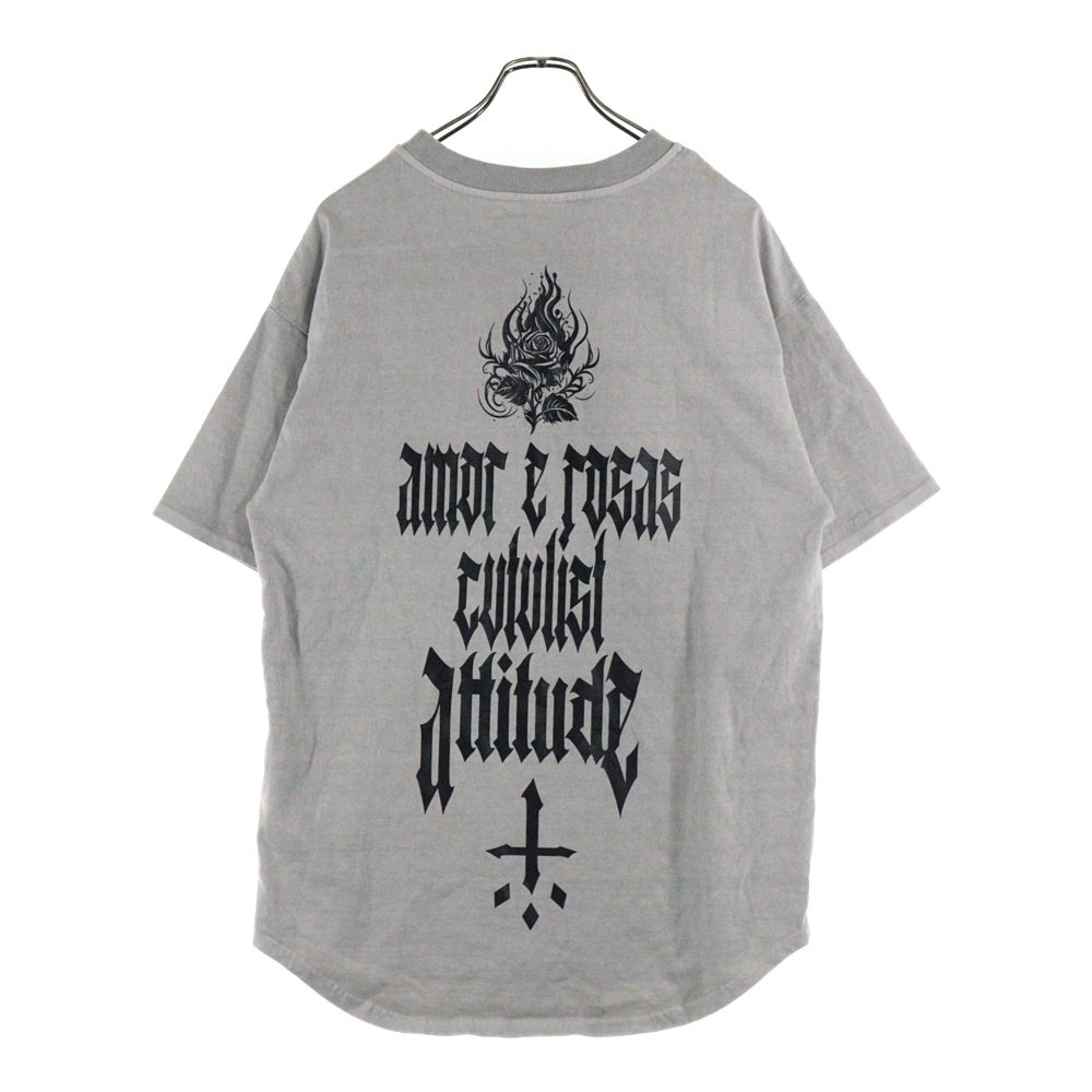 cvtvlist(カタリスト) 24SS CTLS ROSE TEE ローズグラフィック両面プリントクルーネック半袖Tシャツカットソー グレー