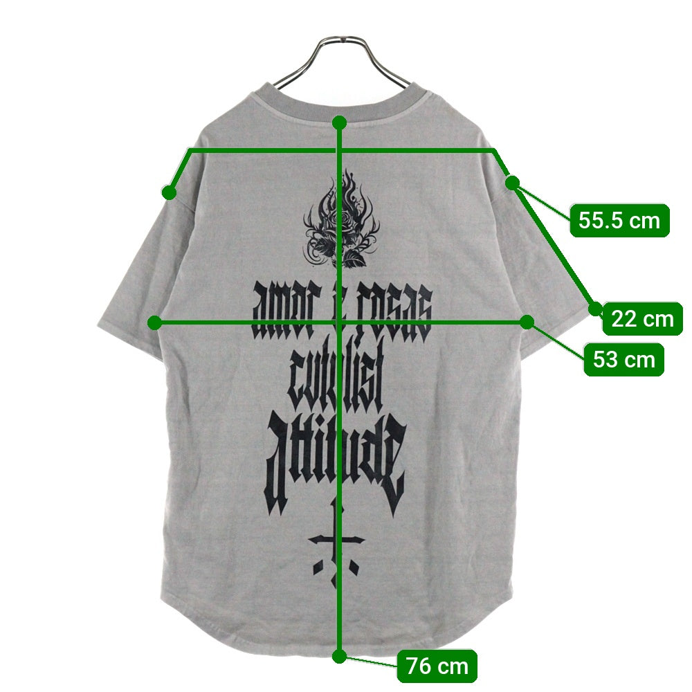 cvtvlist(カタリスト) 24SS CTLS ROSE TEE ローズグラフィック両面プリントクルーネック半袖Tシャツカットソー グレー