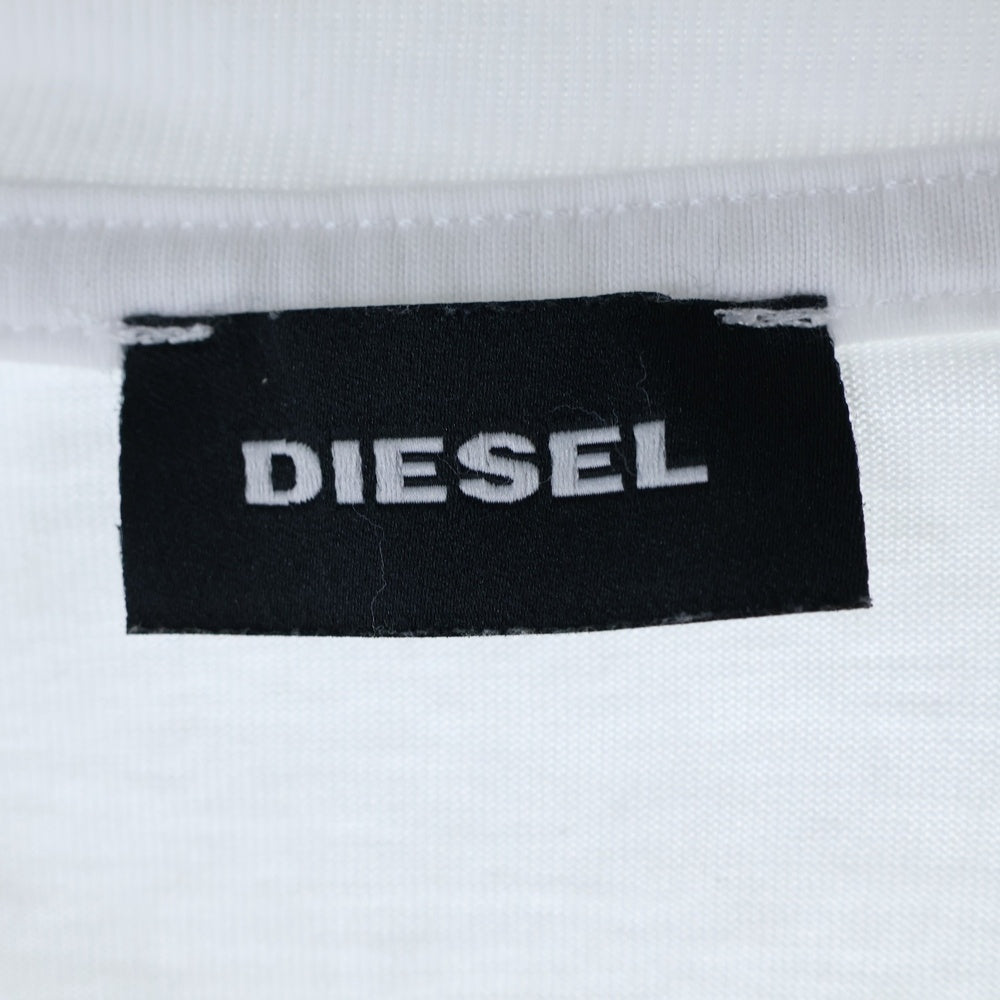 DIESEL(ディーゼル) 両面袖プリントデザインクルーネック長袖Tシャツカットソー ホワイト A02975