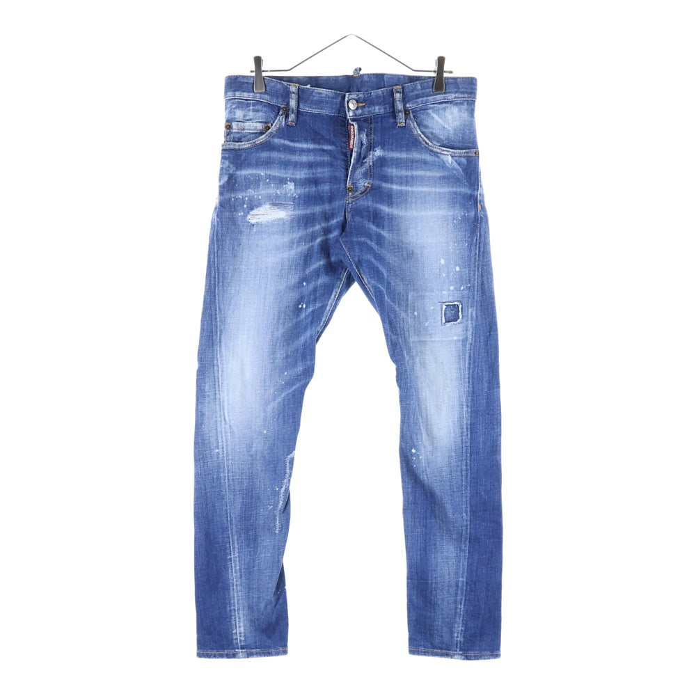DSQUARED2(ディースクエアード) Sexy Twist セクシーツイスト ワッペンデザインダメージ加工スキニーデニムパンツ インディゴ S74LB0669