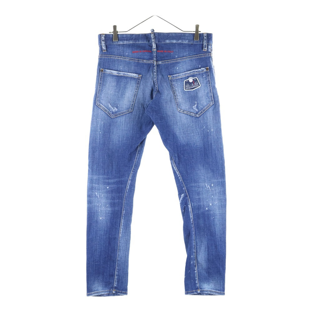 DSQUARED2(ディースクエアード) Sexy Twist セクシーツイスト ワッペンデザインダメージ加工スキニーデニムパンツ インディゴ S74LB0669