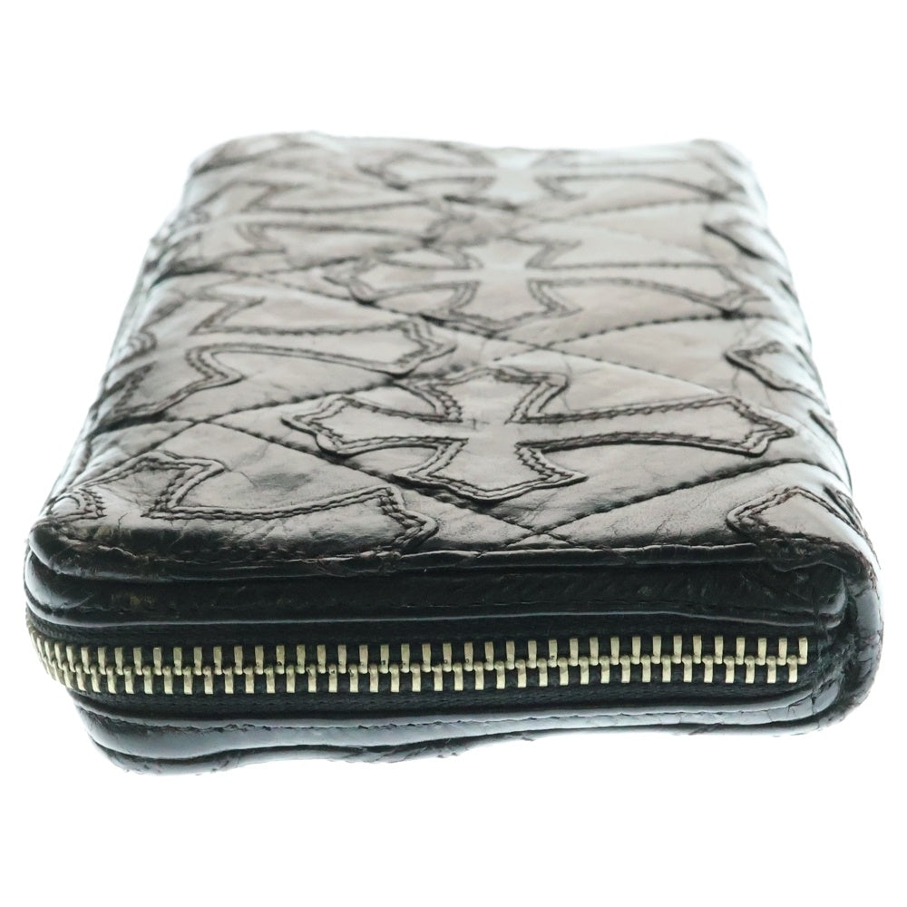 CHROME HEARTS(クロムハーツ) REC F ZIP/QUILTED クロスパッチ キルティングレザーウォレット 財布 ブラック