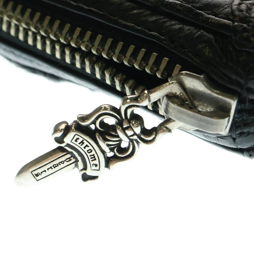 CHROME HEARTS(クロムハーツ) REC F ZIP/QUILTED クロスパッチ キルティングレザーウォレット 財布 ブラック