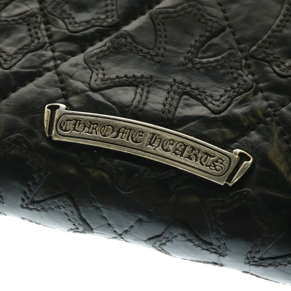 CHROME HEARTS(クロムハーツ) REC F ZIP/QUILTED クロスパッチ キルティングレザーウォレット 財布 ブラック