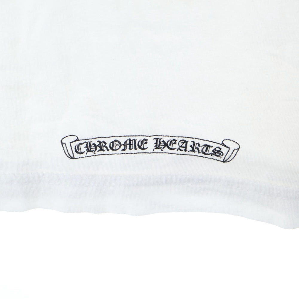 CHROME HEARTS(クロムハーツ) Neck Rogo ネックロゴ アームフローラル バックホースシュー プリント クルーネック長袖Tシャツカットソー ホワイト