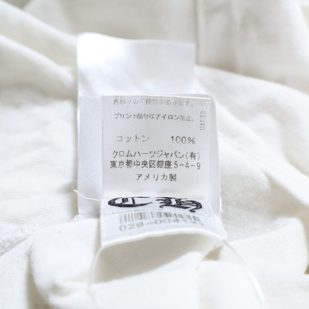 CHROME HEARTS(クロムハーツ) Neck Rogo ネックロゴ アームフローラル バックホースシュー プリント クルーネック長袖Tシャツカットソー ホワイト