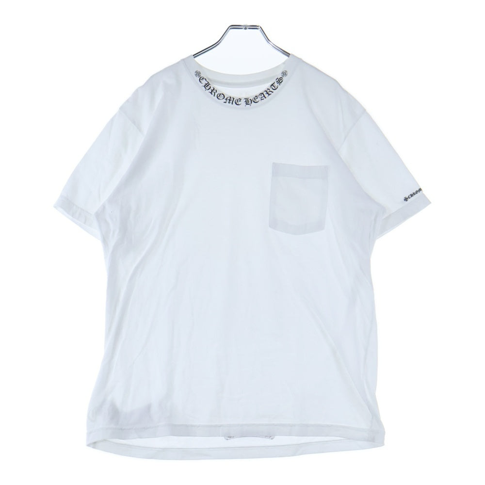 CHROME HEARTS(クロムハーツ) NECK LOGO TEE ネックロゴプリント クルーネック半袖Tシャツカットソー ホワイト