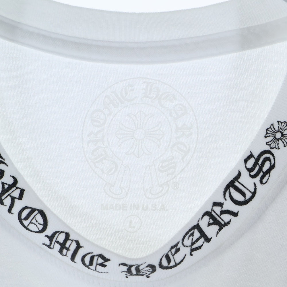 CHROME HEARTS(クロムハーツ) NECK LOGO TEE ネックロゴプリント クルーネック半袖Tシャツカットソー ホワイト