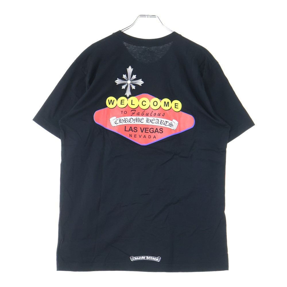 CHROME HEARTS(クロムハーツ) LAS VEGAS 両面プリント クルーネック半袖Tシャツカットソー ブラック