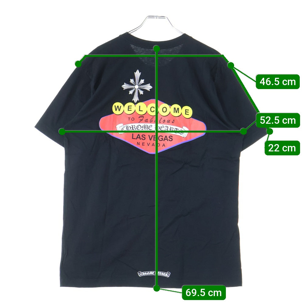 CHROME HEARTS(クロムハーツ) LAS VEGAS 両面プリント クルーネック半袖Tシャツカットソー ブラック